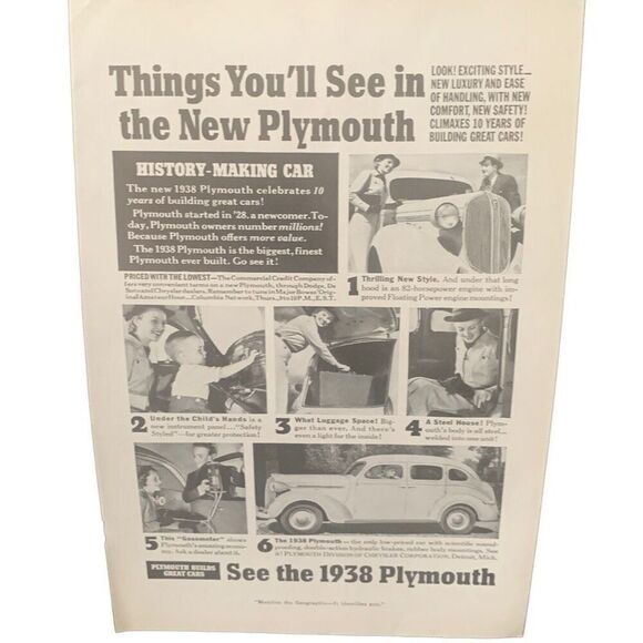 Vintage 1937 Plymouth Things You’ll See Ad Advertisment - Picture 1 of 4